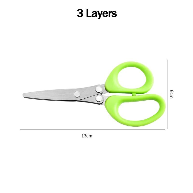 

Multi-functional Stainless Steel 3/5 Layer Kitchen Scissors, Pepper Shredded Chopped Scallion Cutter Cut Cooking Tool 3 Layers