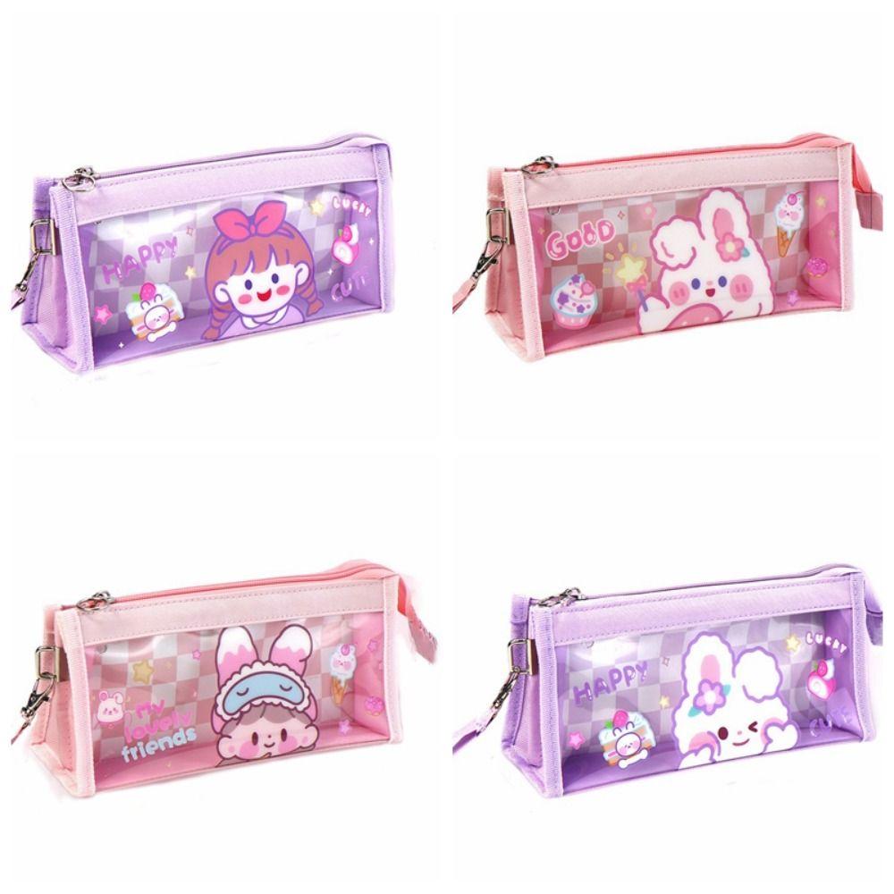 

Transparent Pen Bag Four-Layer Stationery Organizer New Pencil Case School