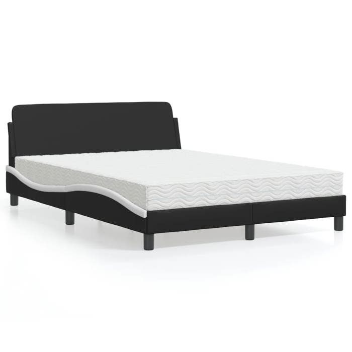 VidaXL Lit avec matelas noir et blanc 120x200 cm similicuir 3208382