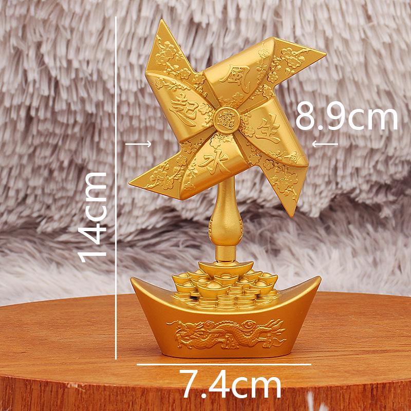 Sand Gold Dragon & Phoenix Pinwheel Decompression Ornaments – Metal Desktop Decor