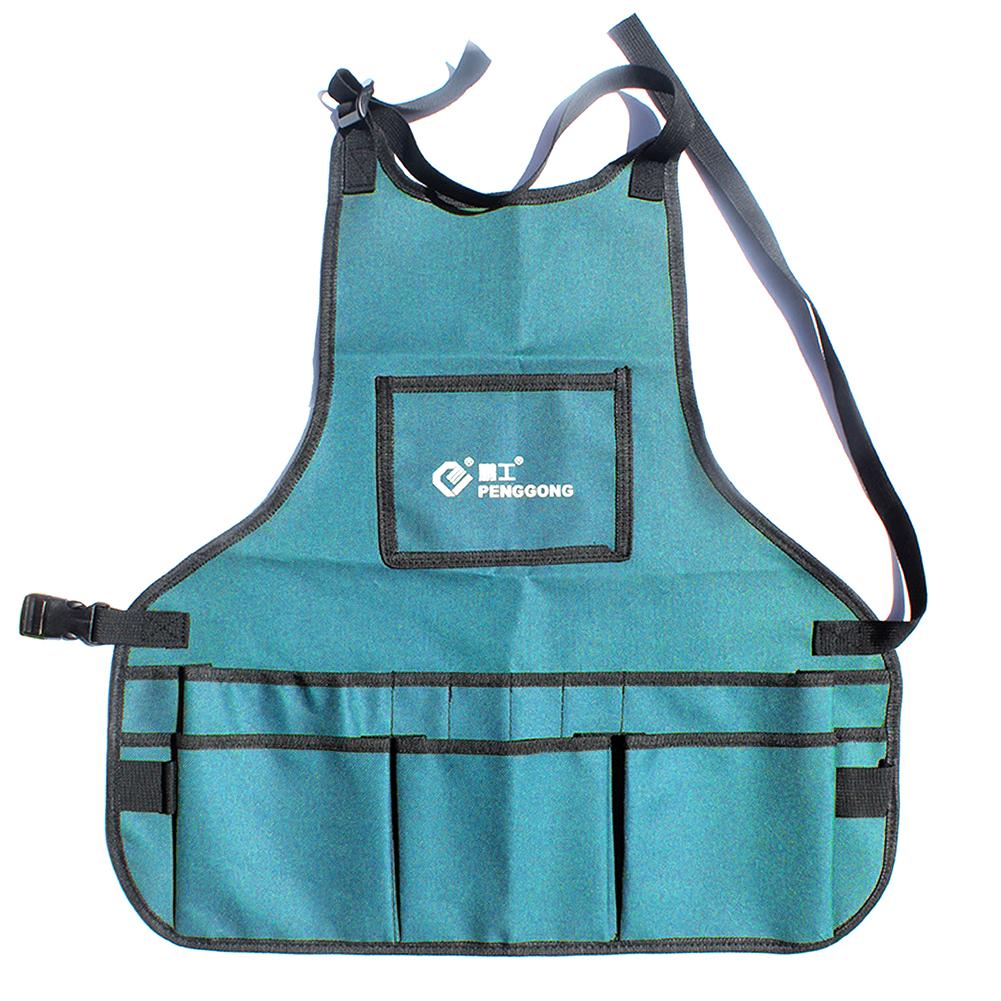 

Work Tool Apron Waterproof Heavy Duty Woodworking Apron Oxford Cloth with Multi-pocket for Workshop Mechanic Carpenter синій