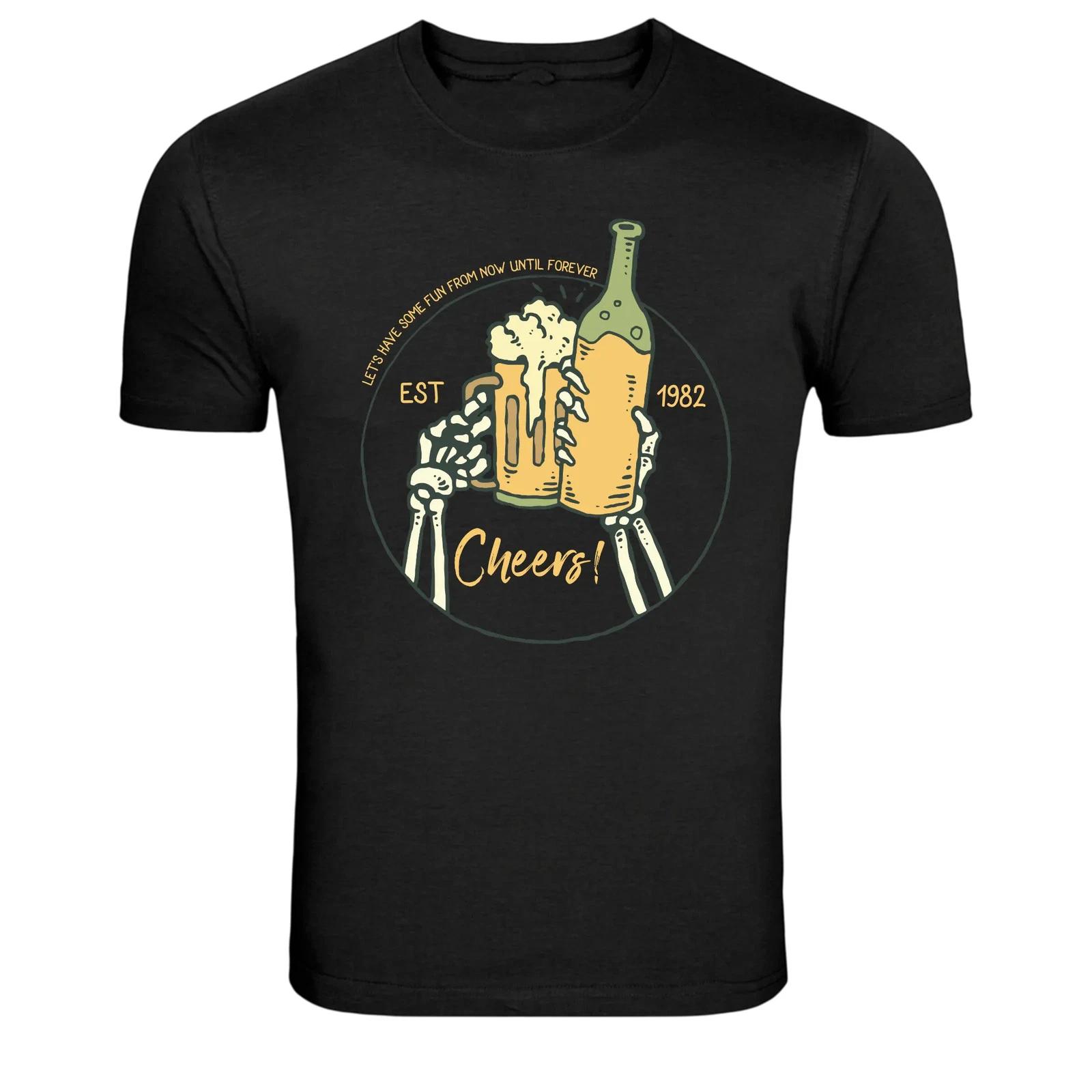 Skeleton Cheers Beer Vintage Drinking Humor T-Shirt XXL