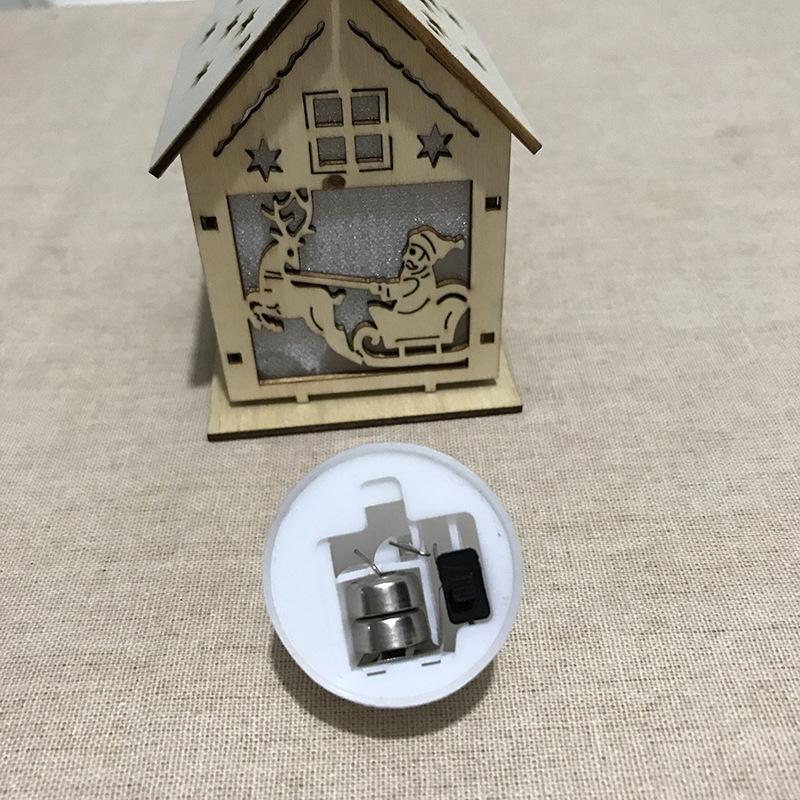 Xmas Luminous Wooden House Hotel Christmas Tree Window Decoration Pendant Ornaments DIY Gift