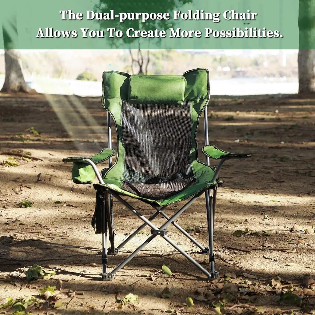 Camping Lounge Chair, Portable Reclining Camping Chair, Folding Camping Chair with Footrest,Headrest & Storage Bag