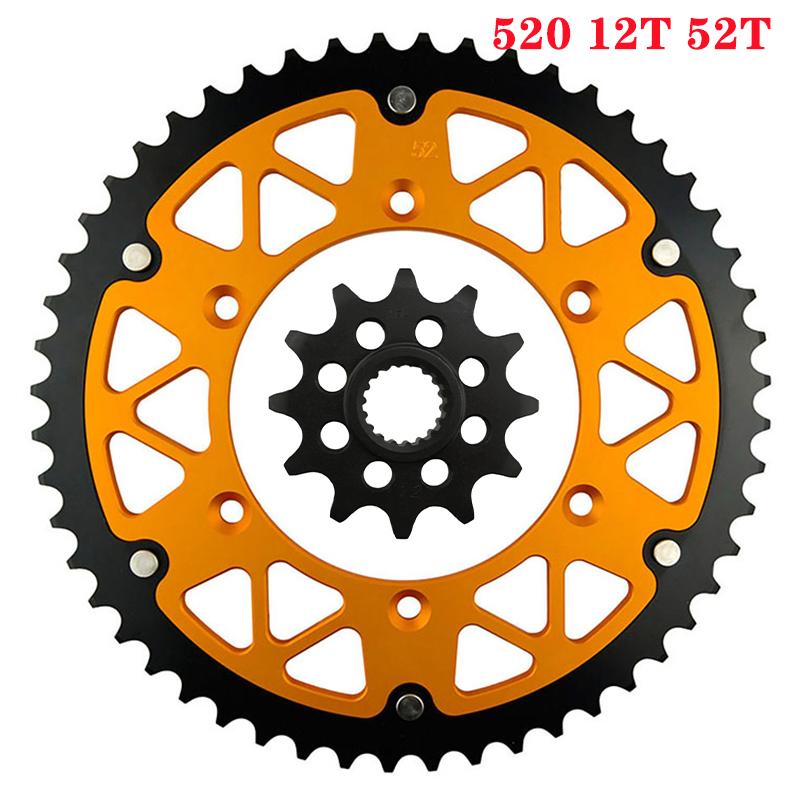 12T 45T-52T 520 Chain Motorcycle Front & Rear Sprocket For SUZUKI RM125 RMZ250 RM-Z 250 RM 125 Y N P R S T V W X K1 K2 K3 K4 K5