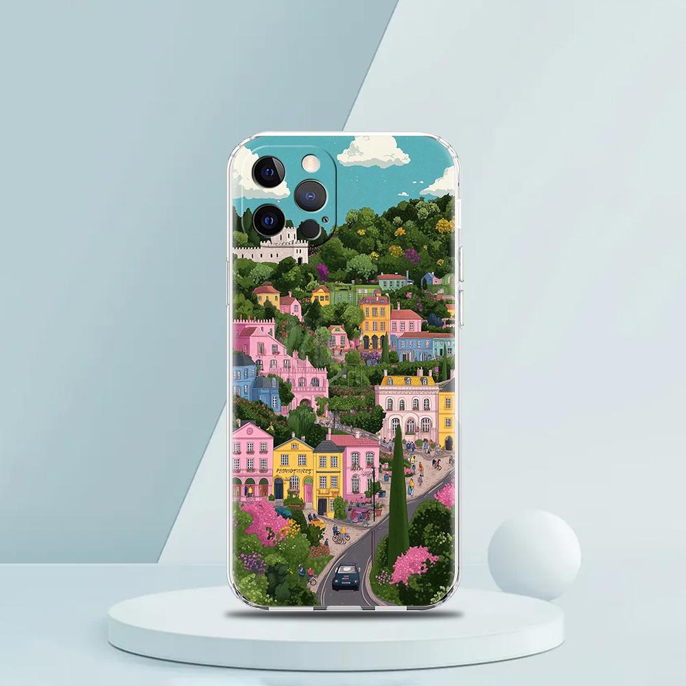 

Soft TPU Transparent Phone Case Cover for iPhone 16 15 14 13 12 11 Pro Max XR 8 7 Plus Shockproof Shell Abstract Flower Pattern iPhone 13Pro Max