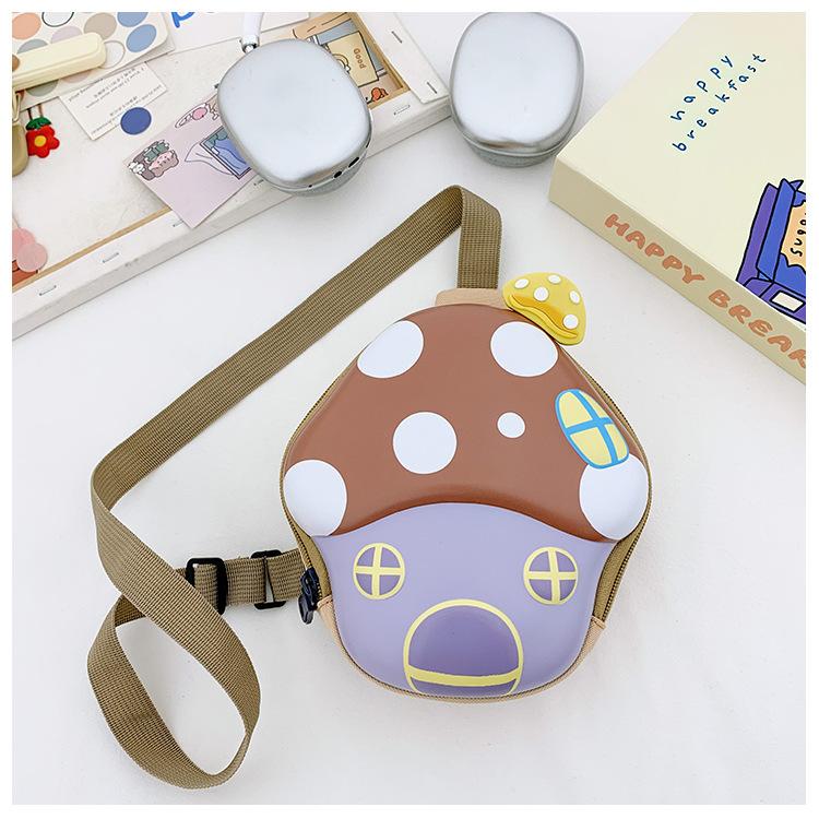 School Bag Cute Little Mushroom Breast Bag Casual Change Bag Cartoon Hard Shell Shoulder Crossbody Backpack