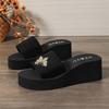 Fashion Butterfly Decor Wedges Sandals for Women Plus Size Light Comfort Chunky Platform Slippers Summer Thick Sole Non Slip Slippers
