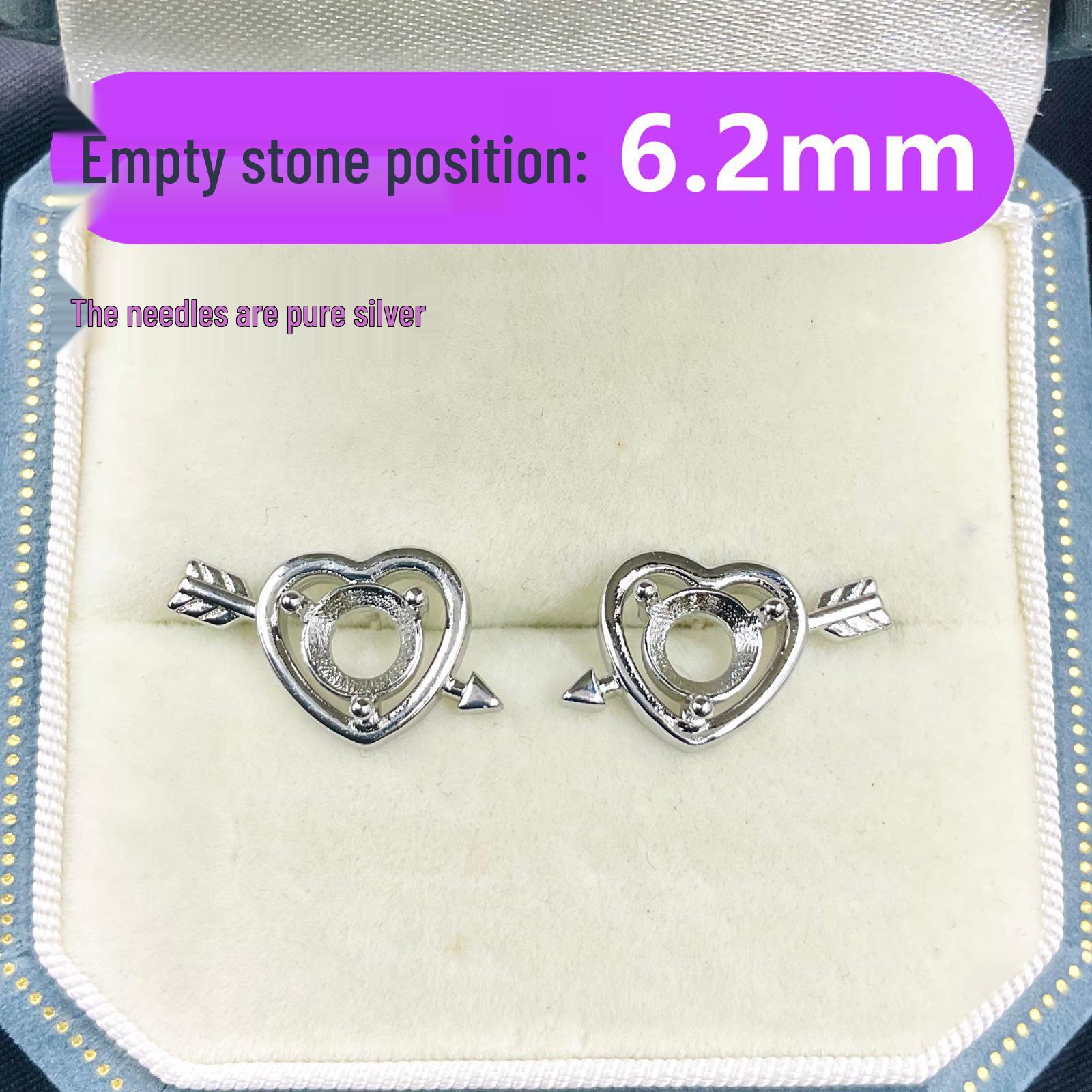 

Sterling Silver Heart Arrow Stud Earrings with 6.2mm Huazi Diamond Inlays