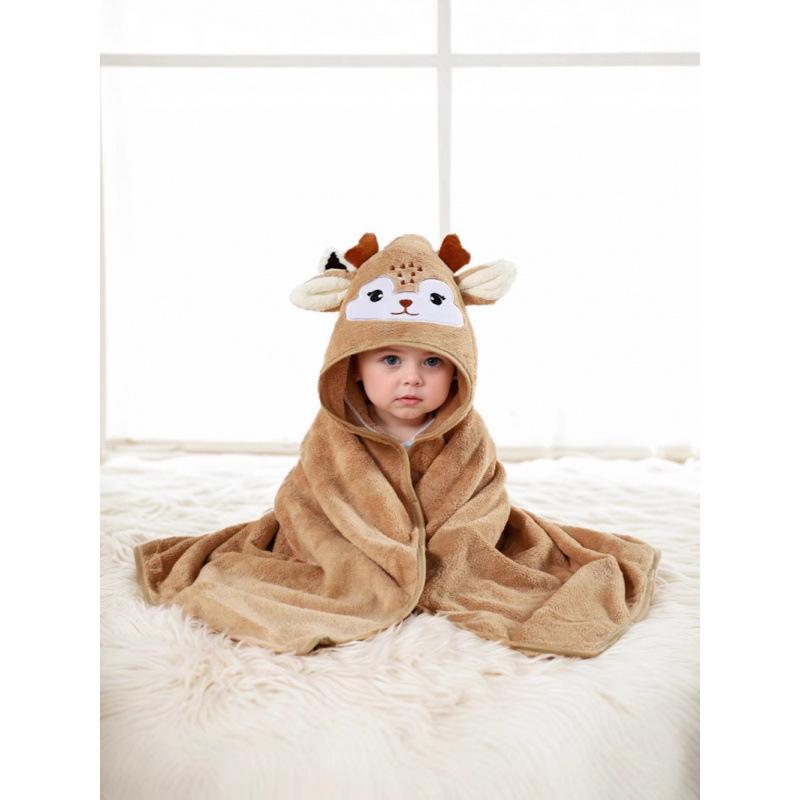 Grenzüberschreitendes Baby-Korallenfleece-Badetuch: Kapuzen Baby Bademantel & Homewear Wickeldecke