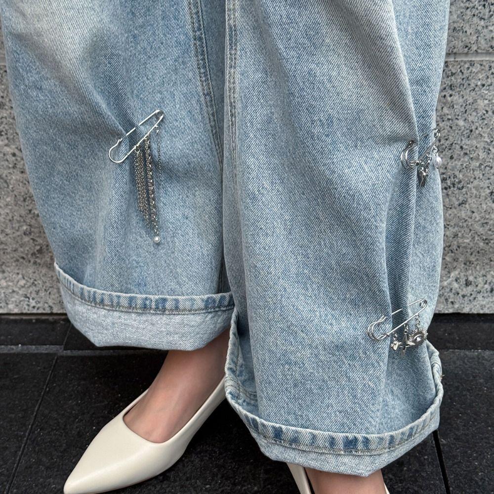 Heart Pants Chain Pin Minimalist Style Trouser Fastener Tassel Chain Brooch  Jewelry Accessories