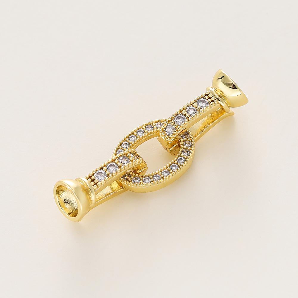 1/2Pcs/Pack 14/18K Gold Plated Inlaid Zircon Connector End Caps Fastener Clasps for DIY Jewelry Bracelet Making Accessories