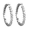 Yousheng 1 Pair C-shaped Earrings, Full Rhinestone C-Ring Design Stud Earrings, Bezel Setting Technology Hoop Earrings for Jewelry Gift