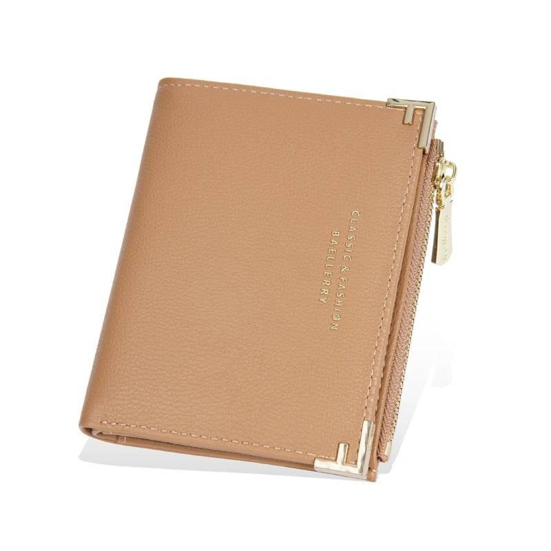 Simple Short Wallet For Women Pu Leather With Antitheft Zipper