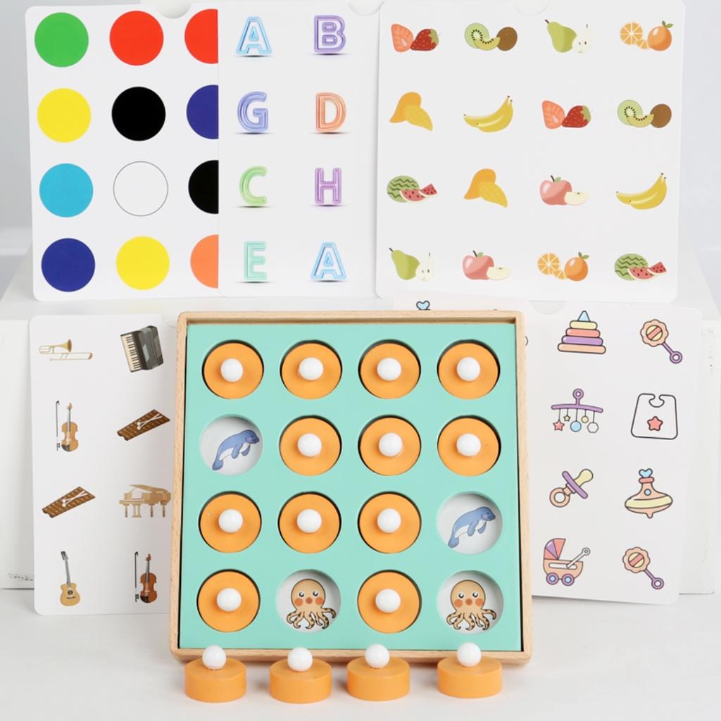 Matching Toy  Wooden Memory Chess Board Game For Parent-child Interactive, Early Learning Montessori Educational Toy For 3+ Year