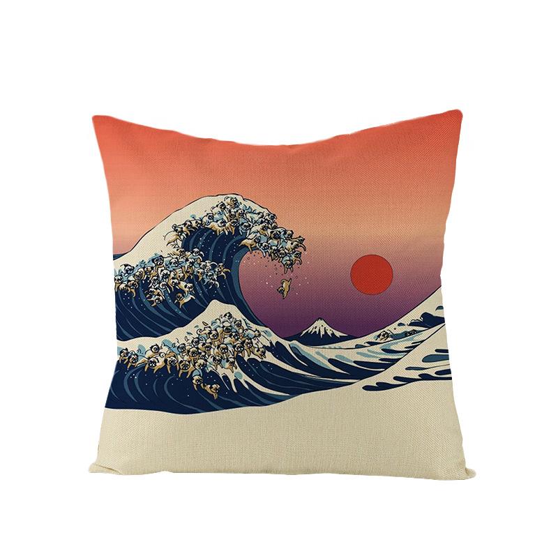 Home Landscape Polyester Pillowcase Home Digital Printing Sofa Cushion Waist Pillowcase