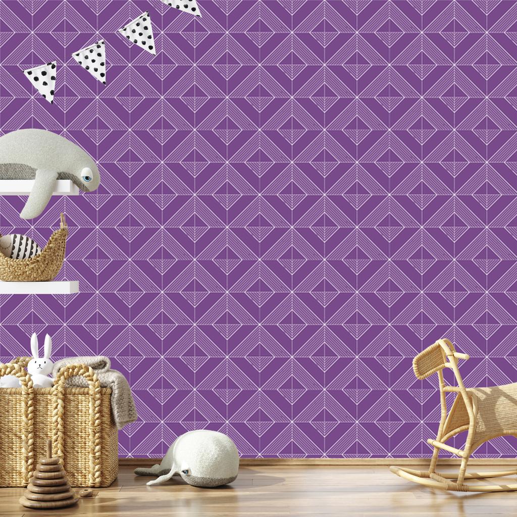 Geometric rhombus wallpaper, purple background, purple center, 50x1000