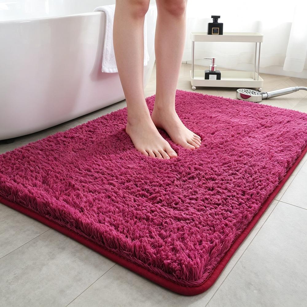 Tappetino da Bagno Shaggy Morbido Peluche Assorbente Acqua Antiscivolo Tappeto da Bagno Asciugatura Rapida Tappeto per Pavimento per Casa