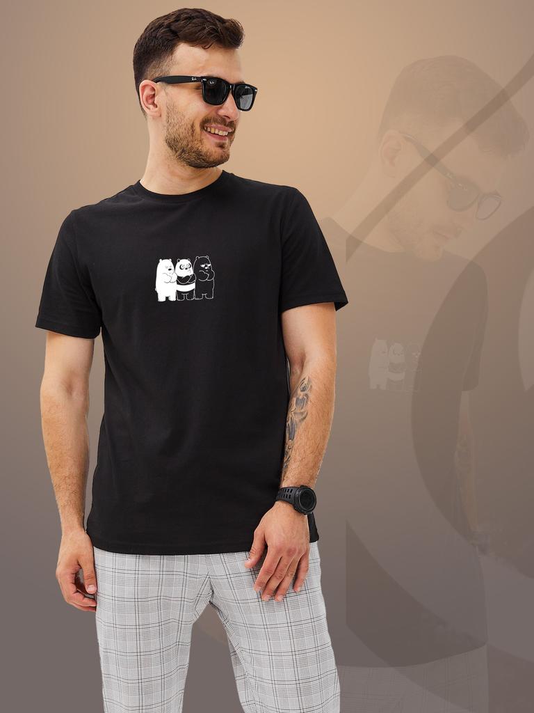 Plus Size Bears Printed Casual Men T Shirts Lover Short Sleeves Cotton Tops