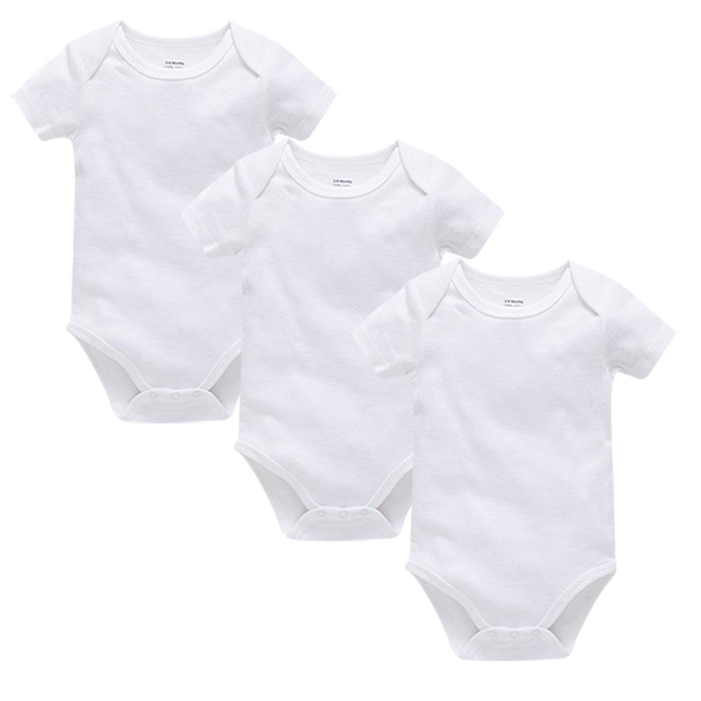 Summer Newborn 100% Cotton Short Sleeve Baby Romper - Plain Color with Snap Crotch, Customizable Print Children's Bodysuit