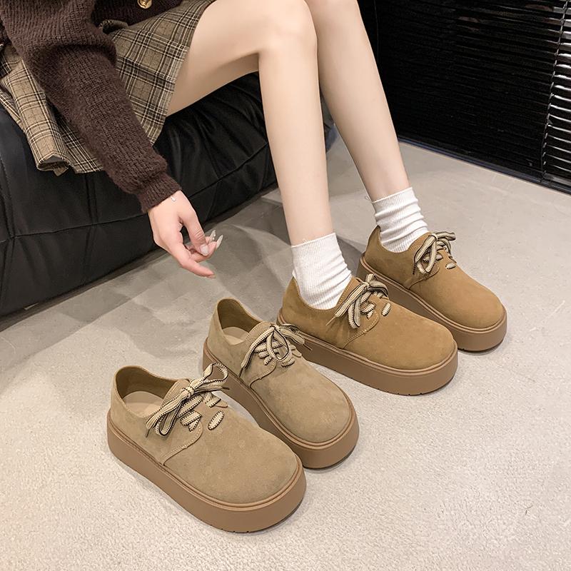 Platform Women Shoes Suede Lace-up Sneakers Autumn  Trend Brand New Designer Comfort Casual Walking Hot Sale