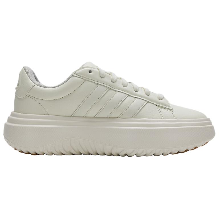 Adidas GRAND COURT PLATFORM Cushioning Breathable Lightweight Low top Casual Shoes Women's Ecru IH9111