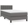3141105 vidaXL Bed with Box Spring and Mattress Grey 90x200 Cm Faux Leather
