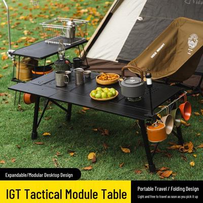 Aluminum Alloy Folding Camping Table: Extendable, Multi-functional, Portable, and Adjustable for Outdoor BBQ and Travel