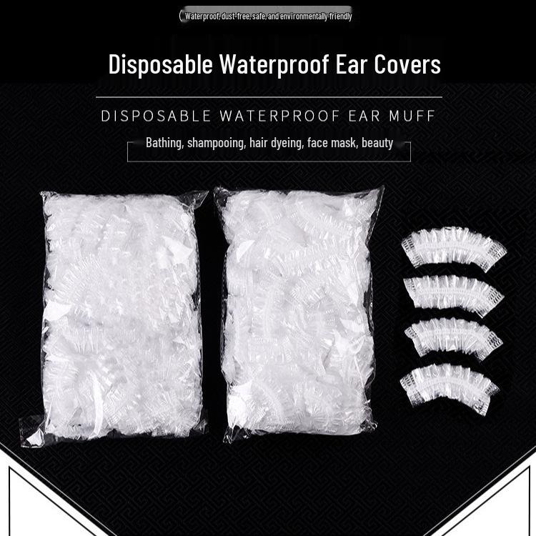 100 Pcs Waterproof Disposable Ear Covers for Hair Dyeing, Bathing, and Shampoo