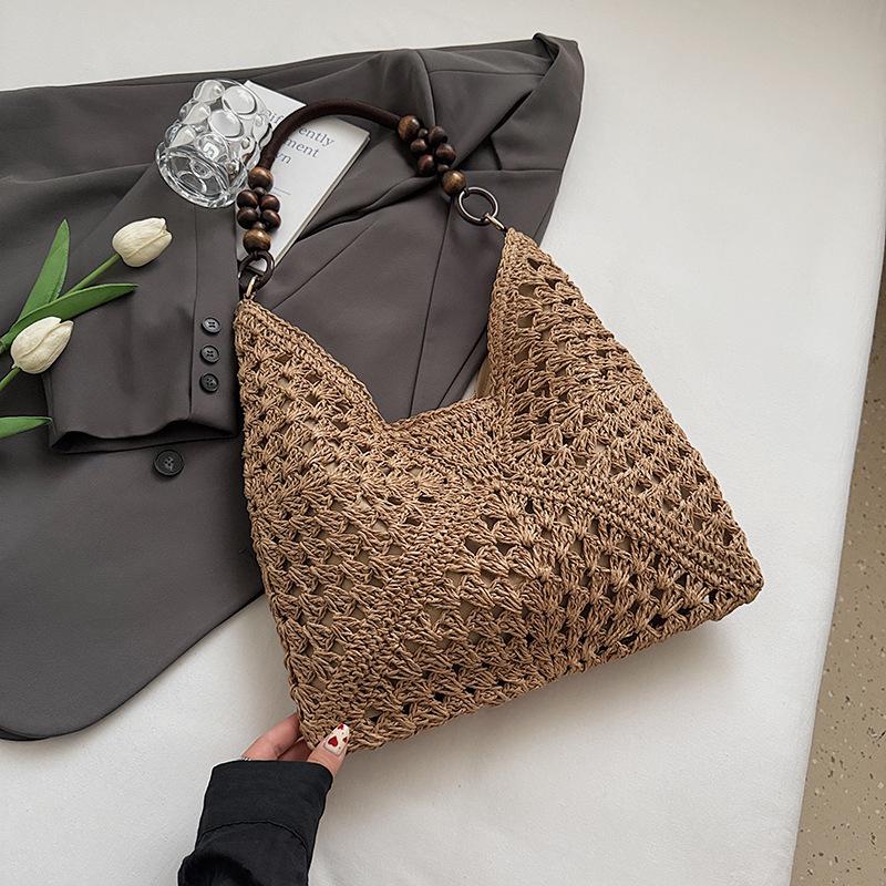 Women's Large Summer Seaside Vacation Tote - Woven Single Shoulder Bag for Commute and Fashion