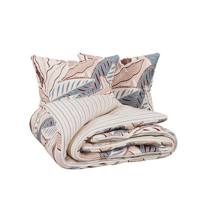 Housse couette + taie 220 x 240 cm Feuilles graphiques skyra