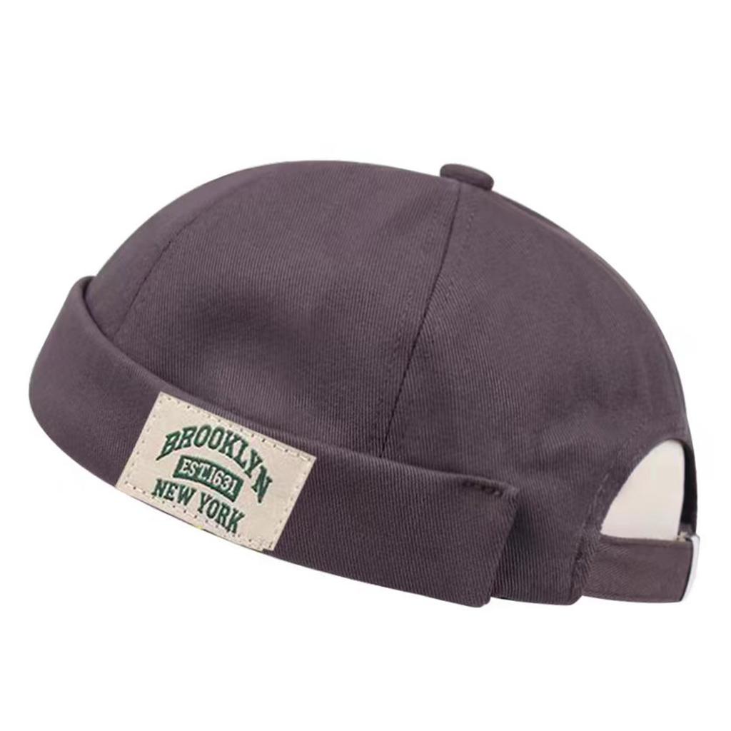 Retro artistic men and women, spring, summer, autumn, no eave fashion, versatile dome shaped melon skin landlord hat
