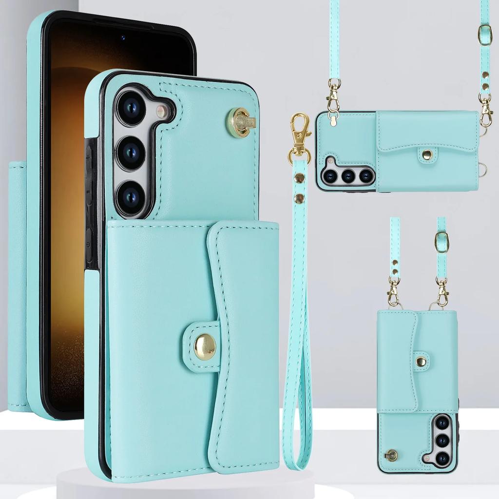 Wrist Strap Crossbody Phone Case for Samsung Galaxy S24 FE S25 Ultra S23 S22 S21 Plus A16 A15 A35  A55 A14 A54 A53 Wallet Card H
