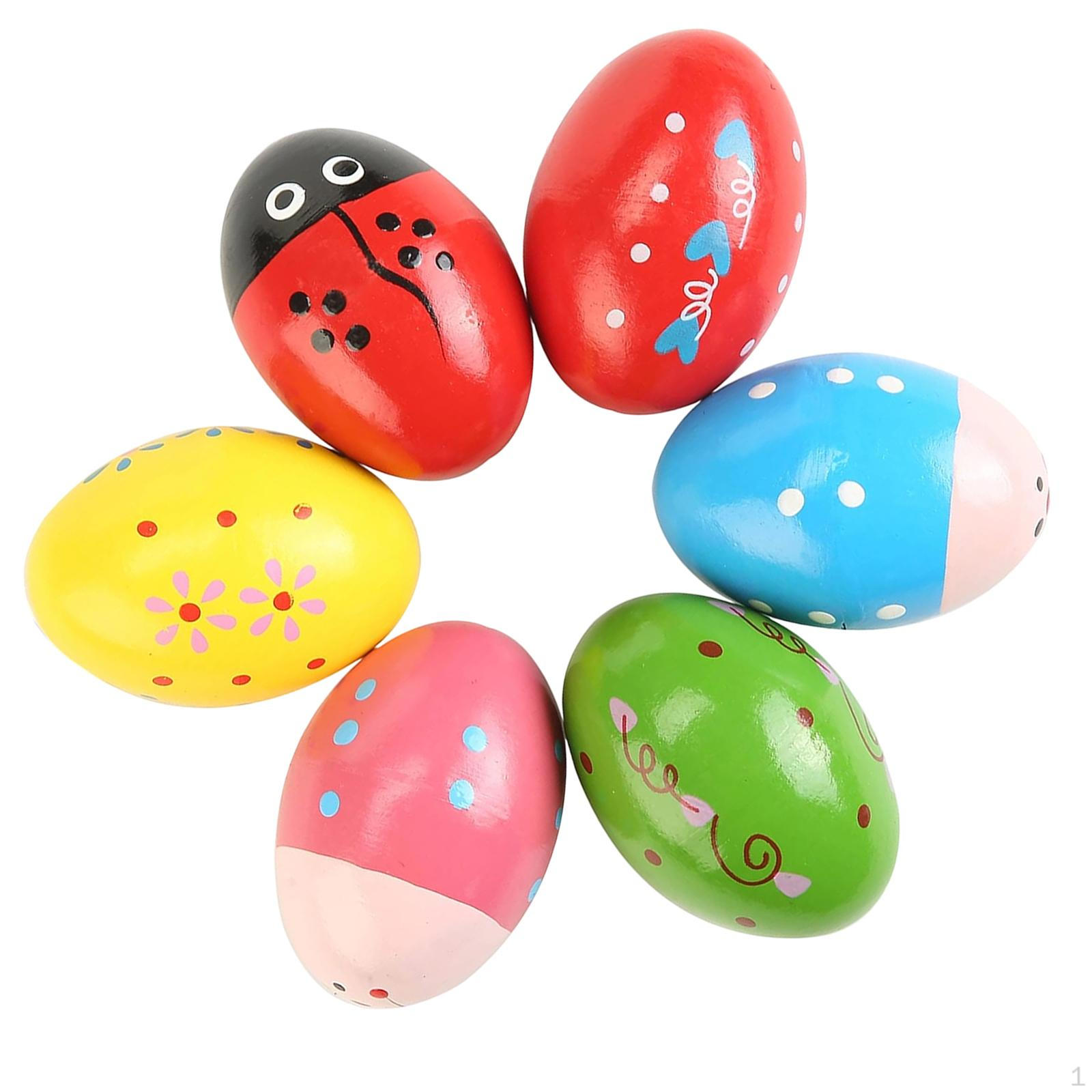 

6x Wood Egg Shakers Wooden Percussion Musical Shaker Compact Easter Gift Hand Maracas for