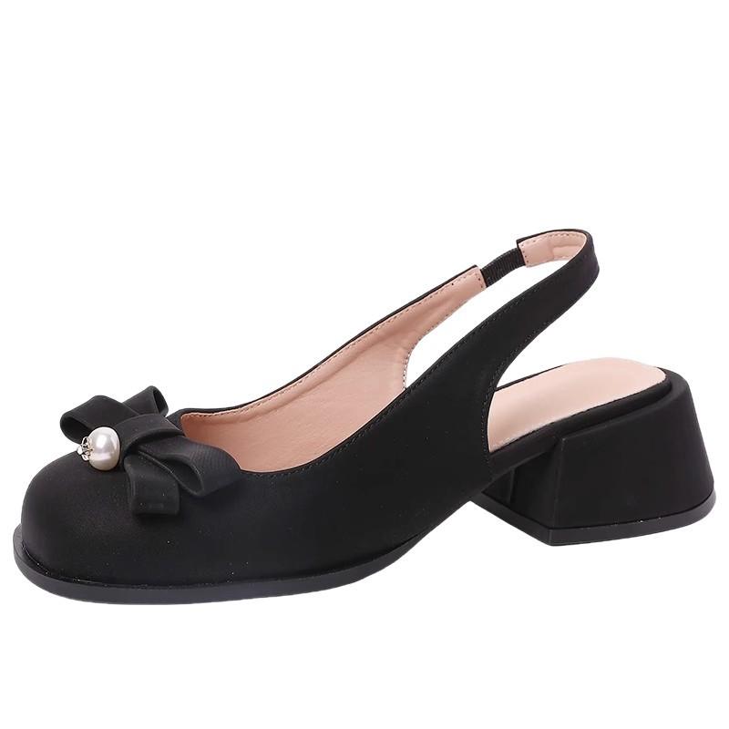 Beautiful Internet celebrity sexy high heels 2025 summer new pointed women's single shoes metal buckle black bag head sandals