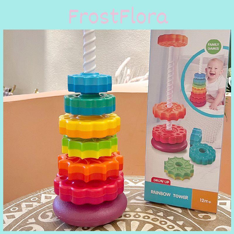 Colorful Plastic Rainbow Stacking Tower Toy For Toddlers Ages 1-2 Educational Fun