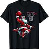 Santa Claus Dunking A Basketball Funny Christmas Basketball T-Shirt