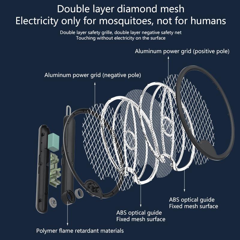 1 Set Mosquito Zapper Foldable Bug Zapper Racket Mosquito Rechargeable For Indoor Outdoor Electric Fly Swatter Racket