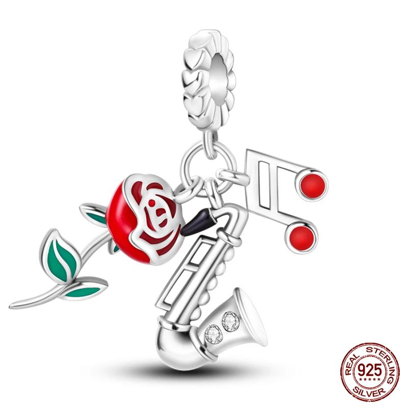 Copper Red Color Collection Heart Shape Charm Bead Charms Bead Charms Suitcase Pendant Compatible With Authentic Bracelets Lucky Jewellery Gifts