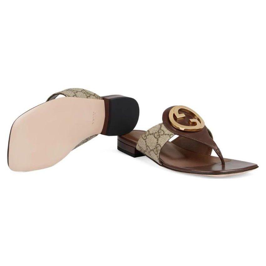 Gucci Blondie Thong Canvas Sandals Ebony Women's 752659 9I650 9769