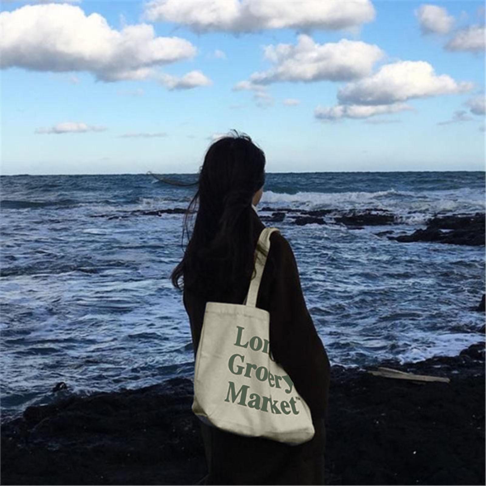 

New Instagram Shoulder Letter Canvas Bag Lazy Style Bag Japanese Student Canvas Bag Female Crossbody