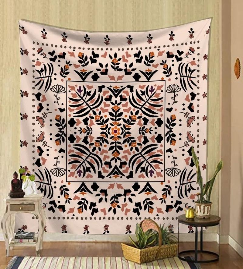 Vintage Sun Tarot Tapestry Floral Design Mystical Elements Unique Wall Art for Home Decor Bedroom Occult Lover Gift