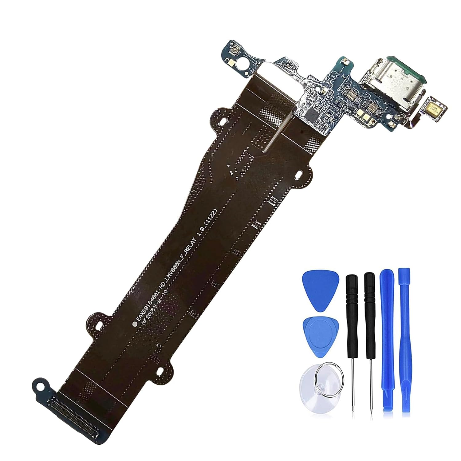 USB Charging Port Board Flex Cable with Mic and Waterproof Rubber Ring for LG V60 ThinQ 5G V600AM V600TM+Tools