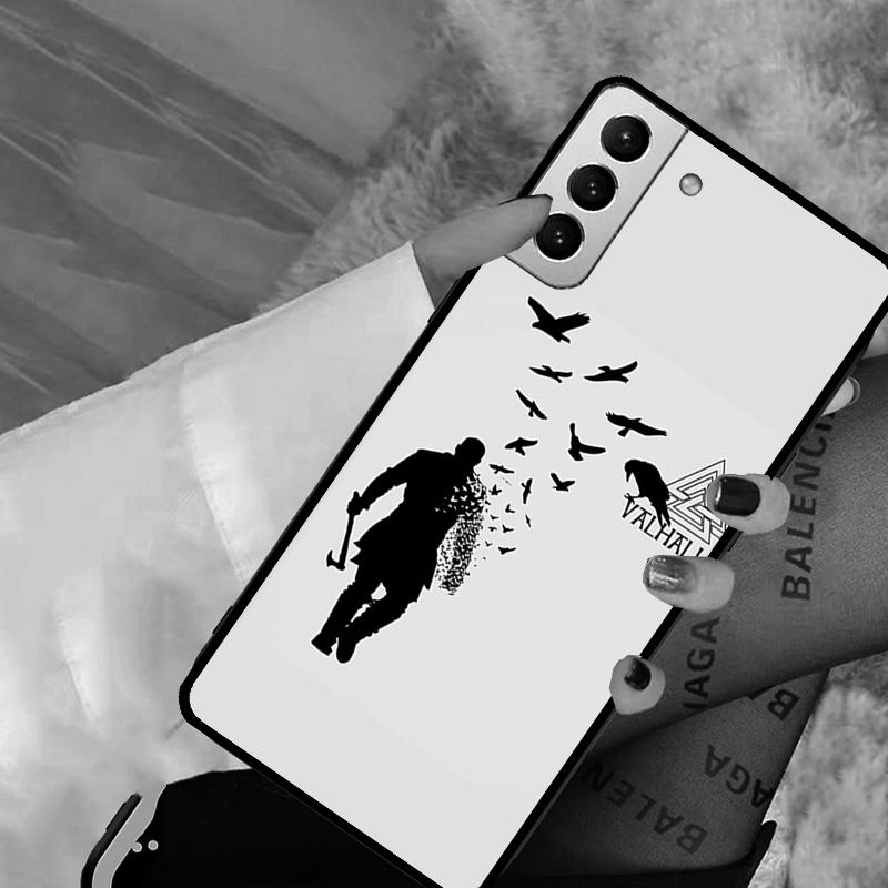 Viking Ragnar Lodbrok Valhalla Odin Ravens Phone Case For Samsung Galaxy S21 Ultra S20 FE Note 20 S8 S9 S10 Plus S22 Ultra Cover