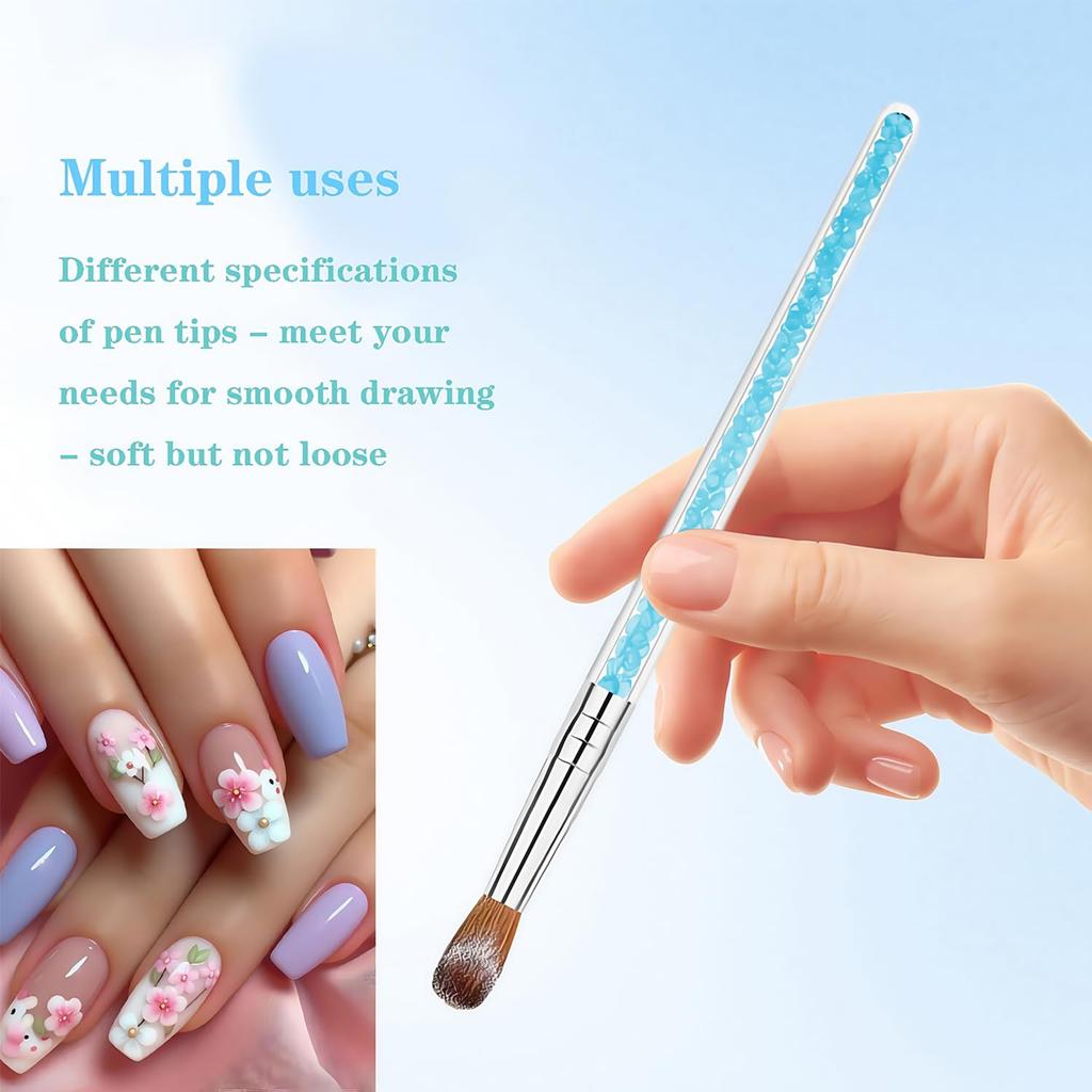 6 Multi-Size Nail Art Brush Set for Acrylic & Dip Powder - Precision 3D Carving, Extension & Detailing, 3A+ Nylon (Pro & Beginner)