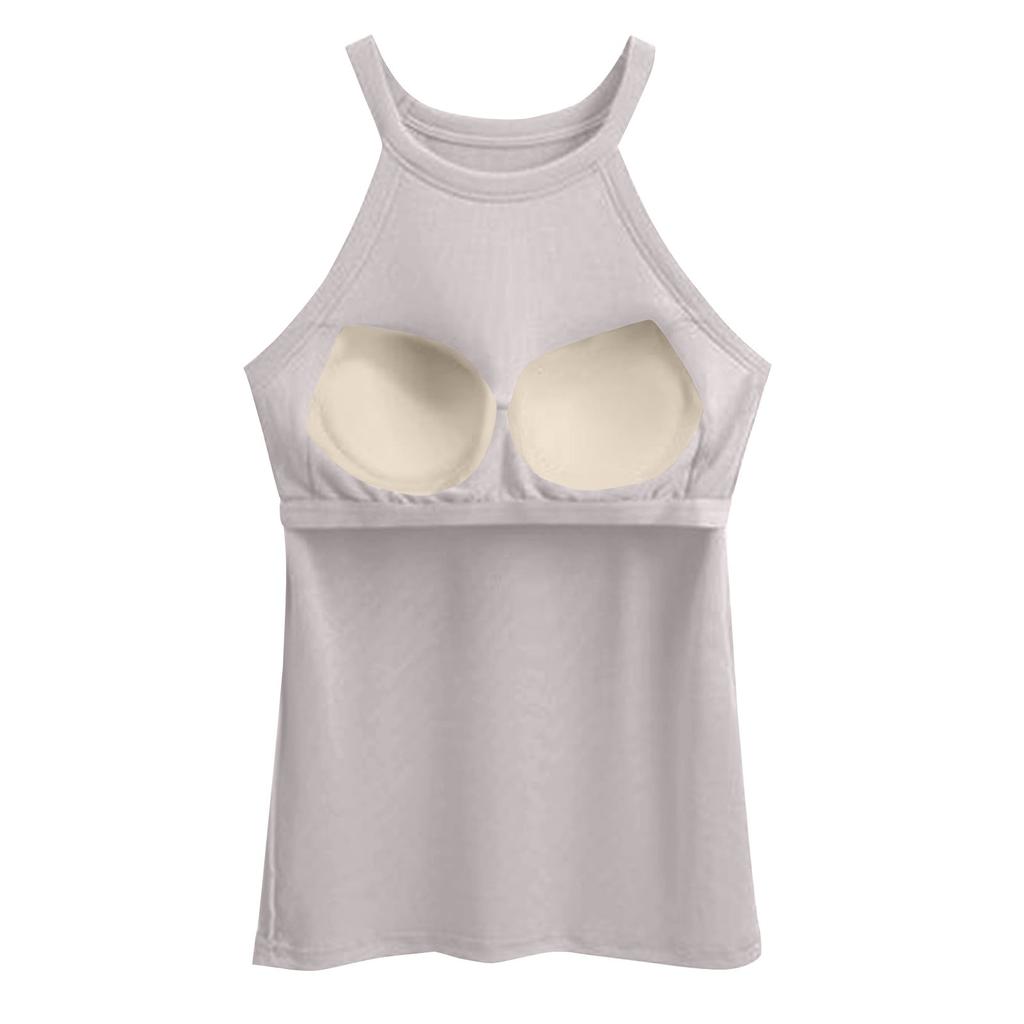 Women's Back Underwear With Chest Cushion Sleeveless Bottom Hanging Neck Tank Top