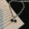 Women's Hip Hop Style Black Cherry Titanium Steel Clavicle Necklace - Versatile and Cool Fashion Accessory.