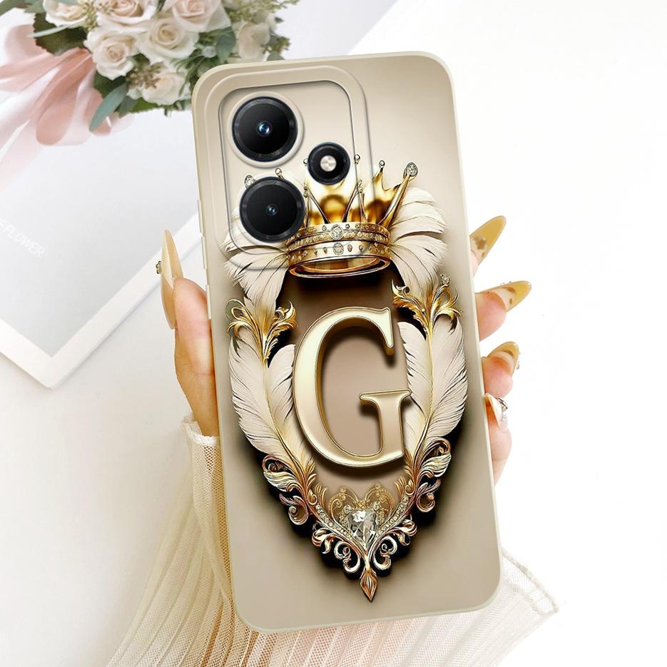 For Xiaomi Redmi Note 12R Case Redmi 12 5G Cute Crown Letters Cover Soft Silicone Case For Xiaomi Redmi Note 12r Redmi12 5G Bags