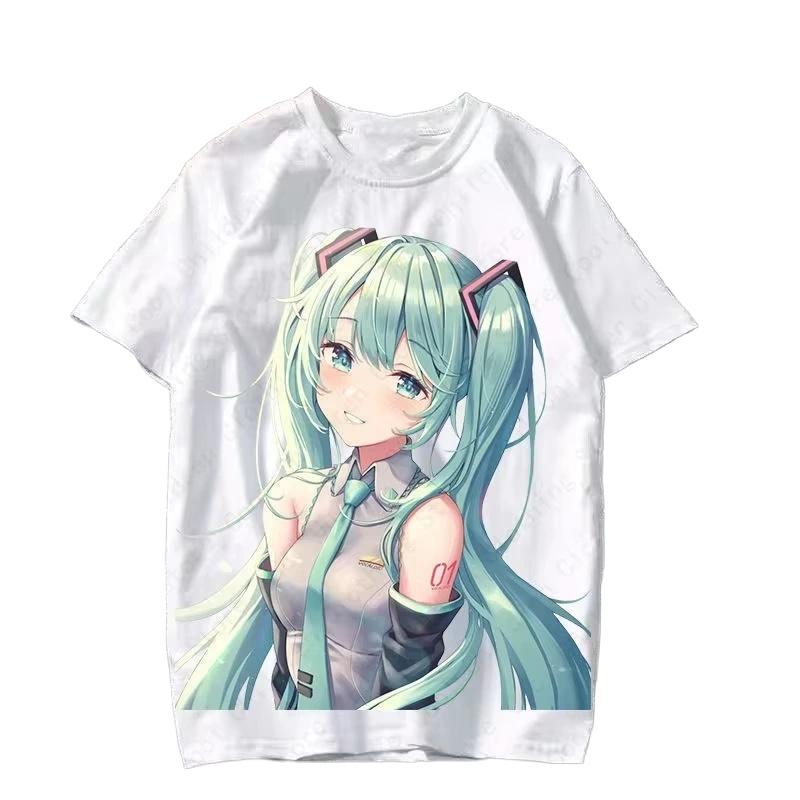2026 Hot Selling Fashion New Anime Japanese Cartoon Characters Cute MIKU Summer Round Neck Top Pattern Tshirt Large