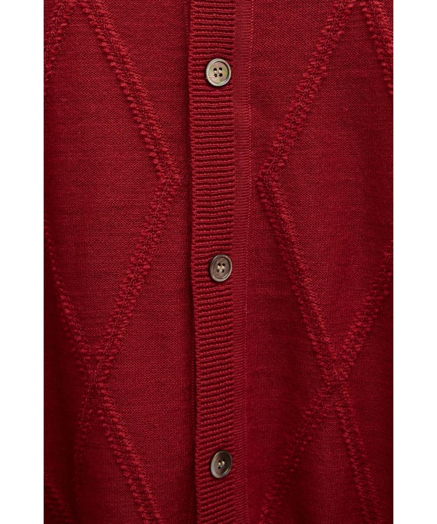 YOUTH Round Neck Textured Cardigan - Red